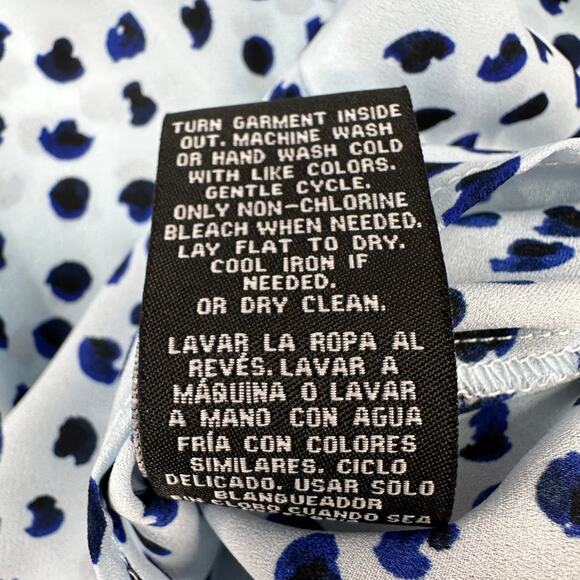 Zac & Rachell Blouse Sz XL Vendana Blue Printed 3/4 Balloon Puff Sleeves V-Neck - Picture 12 of 12